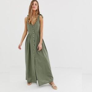 ASOS | Green Button Through Smock Maxi Dress